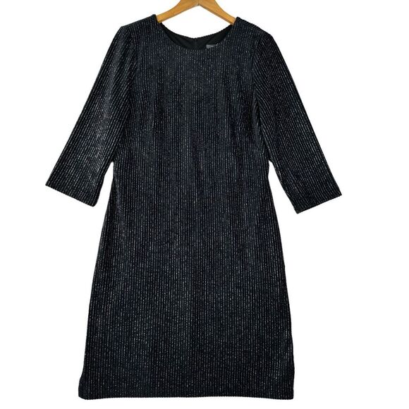 NWT Julia Jordan Black‎ Velvet Sequin Sheath Dress 3/4 Sleeve Party Cocktail - Picture 2 of 15